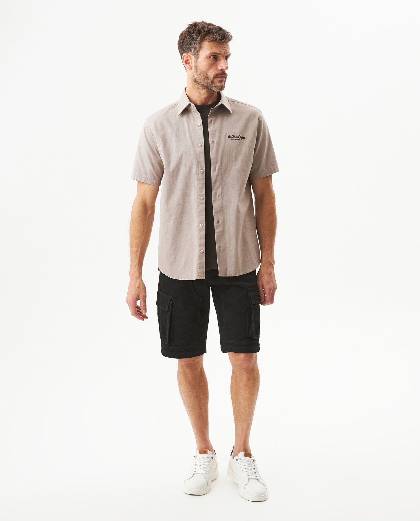 Men's Short Sleeve Shirt - Beige - 3