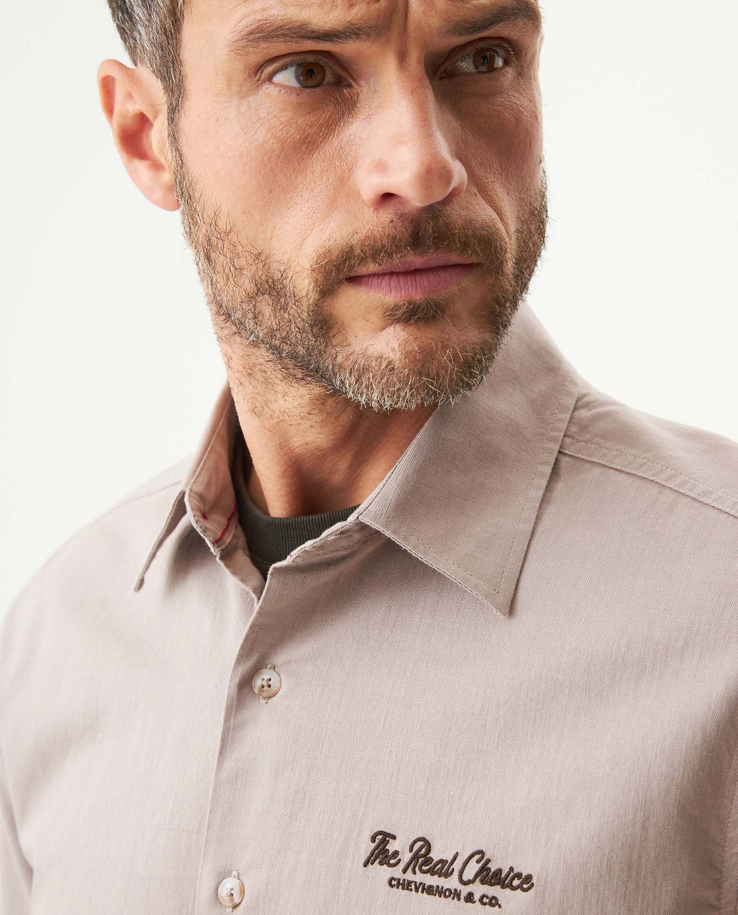 Men's Short Sleeve Shirt - Beige - 4