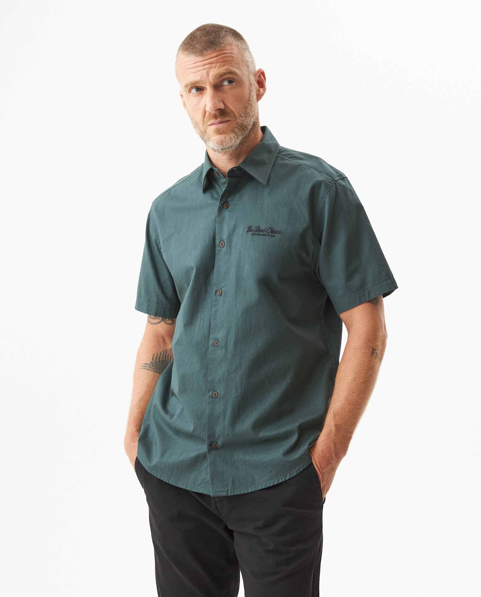 Men's Short Sleeve Shirt - Green - 2