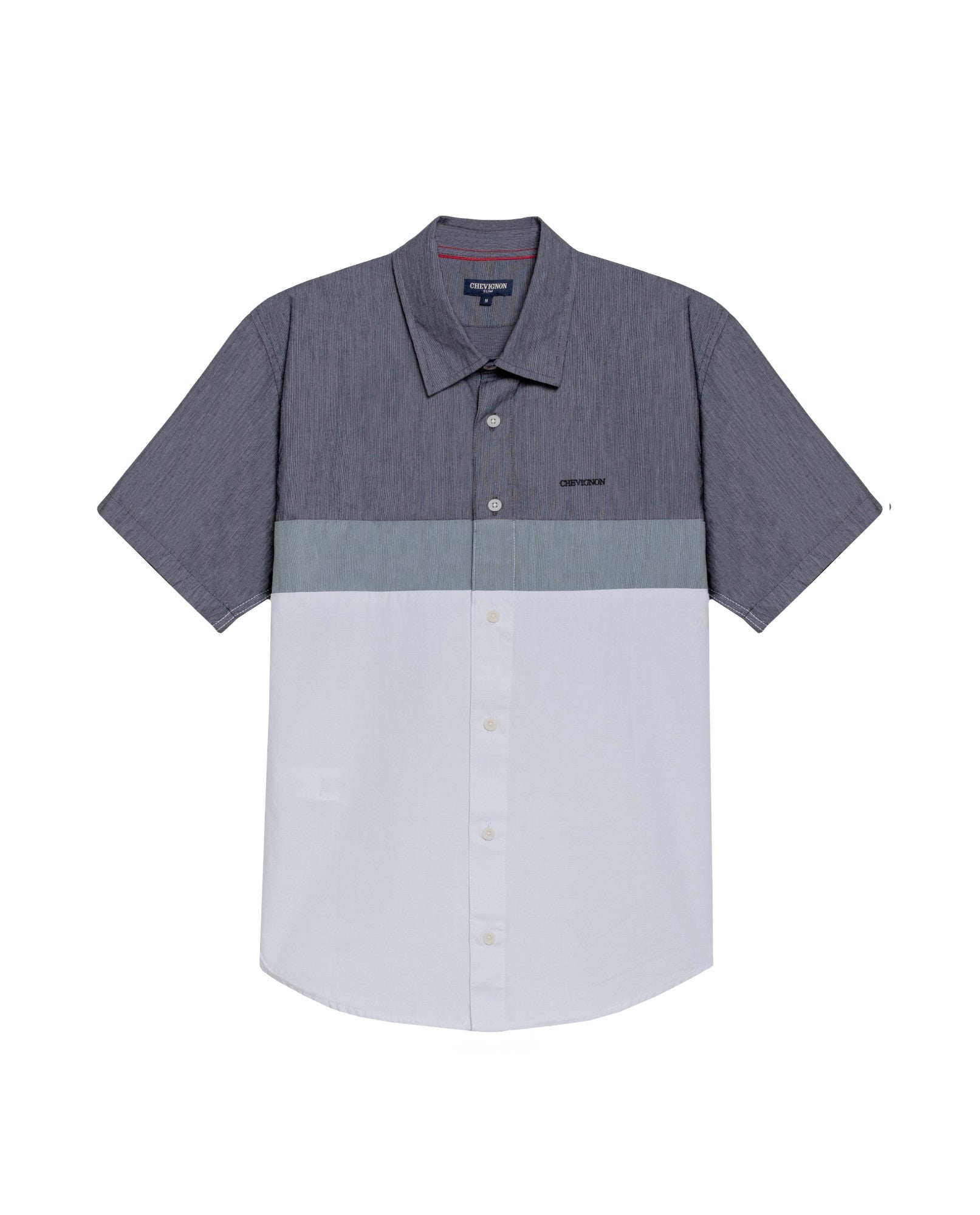 Men's Short Sleeve Slim Fit Color Block Shirt in Cotton, Boathouse 619G040 - 2