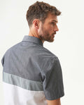 Men's Short Sleeve Slim Fit Color Block Shirt in Cotton, Boathouse 619G040 - 6