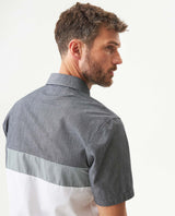 Men's Short Sleeve Slim Fit Color Block Shirt in Cotton, Boathouse 619G040 - 6
