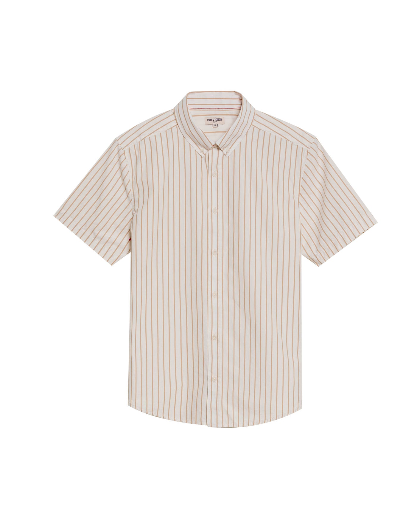 Men's Short Sleeve Slim Fit Striped Pattern Shirt in Cotton, Seawall 619G041 - 2