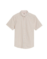 Men's Short Sleeve Slim Fit Striped Pattern Shirt in Cotton, Seawall 619G041 - 2