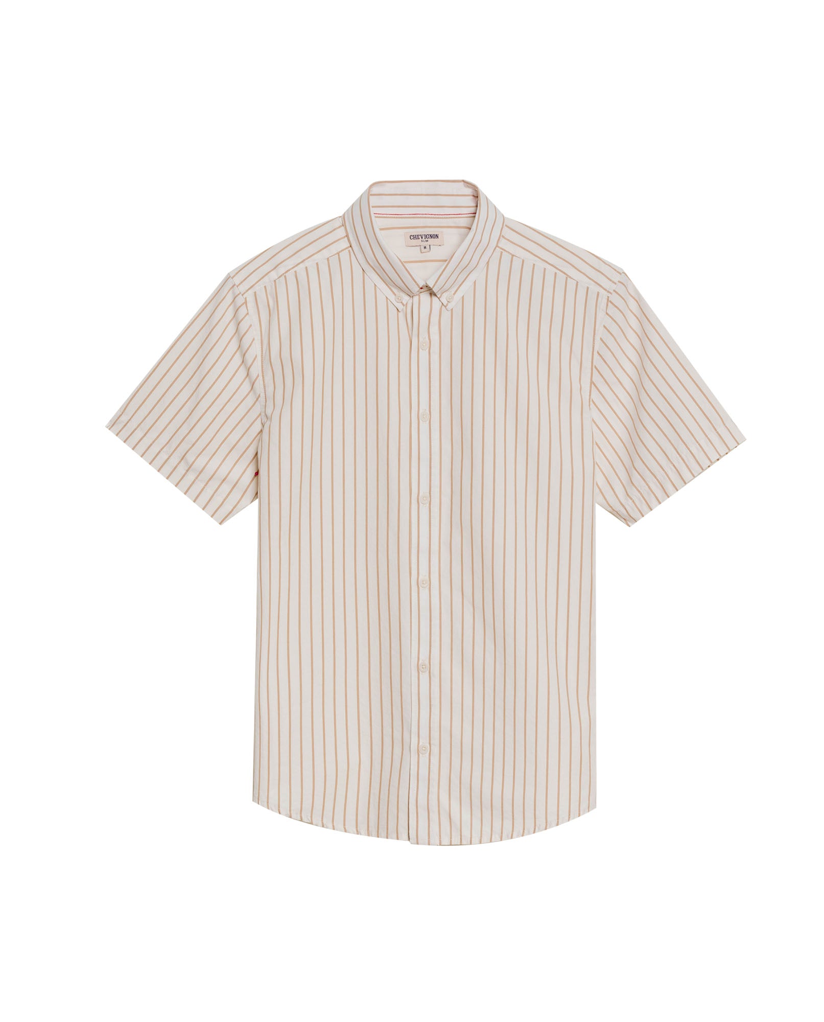 Men's Short Sleeve Slim Fit Striped Pattern Shirt in Cotton, Seawall 619G041 - 2