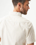 Men's Short Sleeve Slim Fit Striped Pattern Shirt in Cotton, Seawall 619G041 - 6