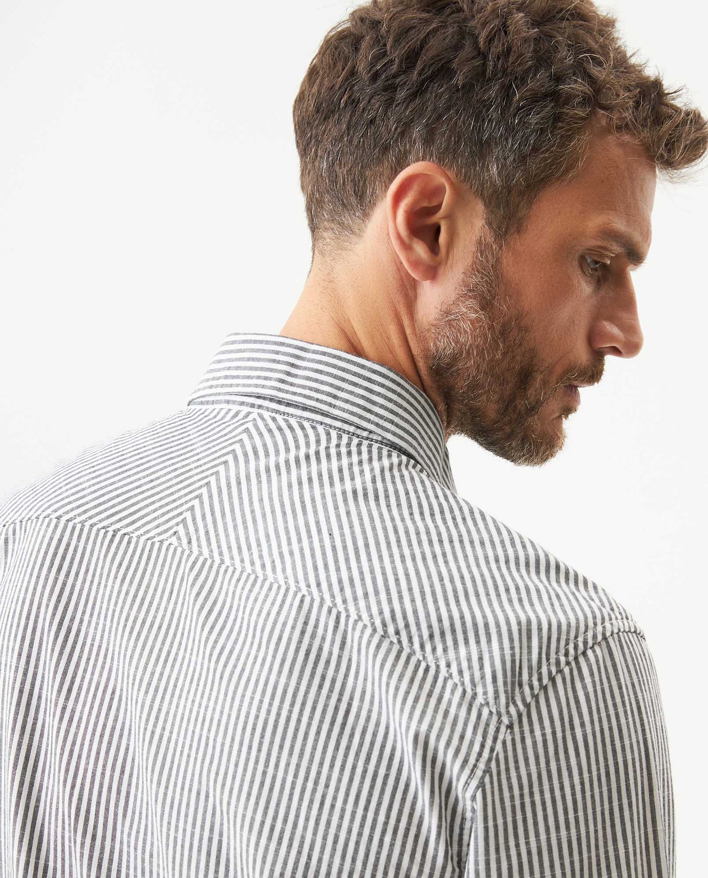 Men's Long Sleeve Classic Fit Striped Shirt in Cotton, Wharf 619G043 - 6