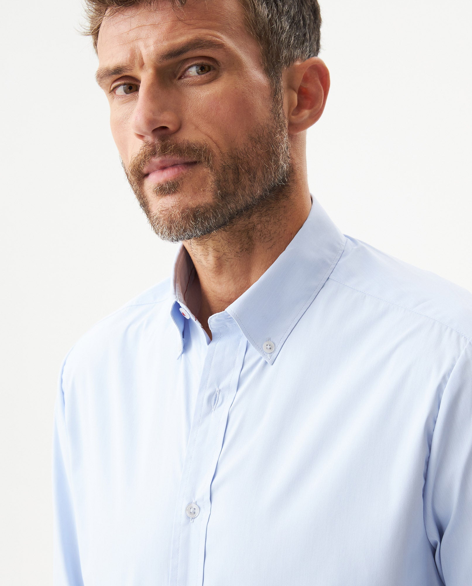 Men's Long Sleeve Slim Fit Micro Wind Tech Shirt in Polyester-Cotton Blend, Cascade - 4
