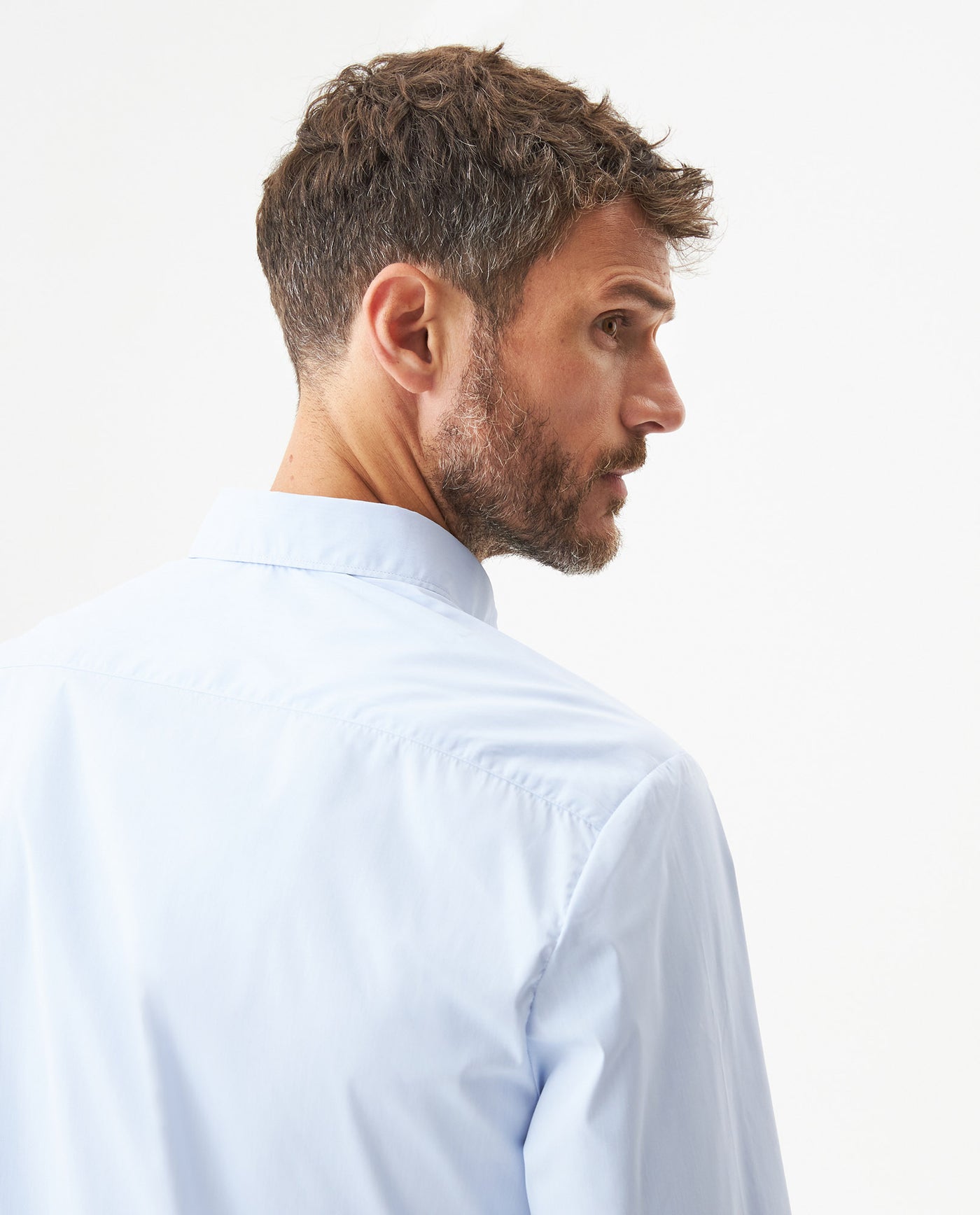Men's Long Sleeve Slim Fit Micro Wind Tech Shirt in Polyester-Cotton Blend, Cascade - 6