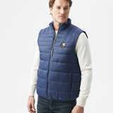 QUILTED TOGS PUFFER VEST IN NAVY