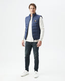 QUILTED TOGS PUFFER VEST IN NAVY