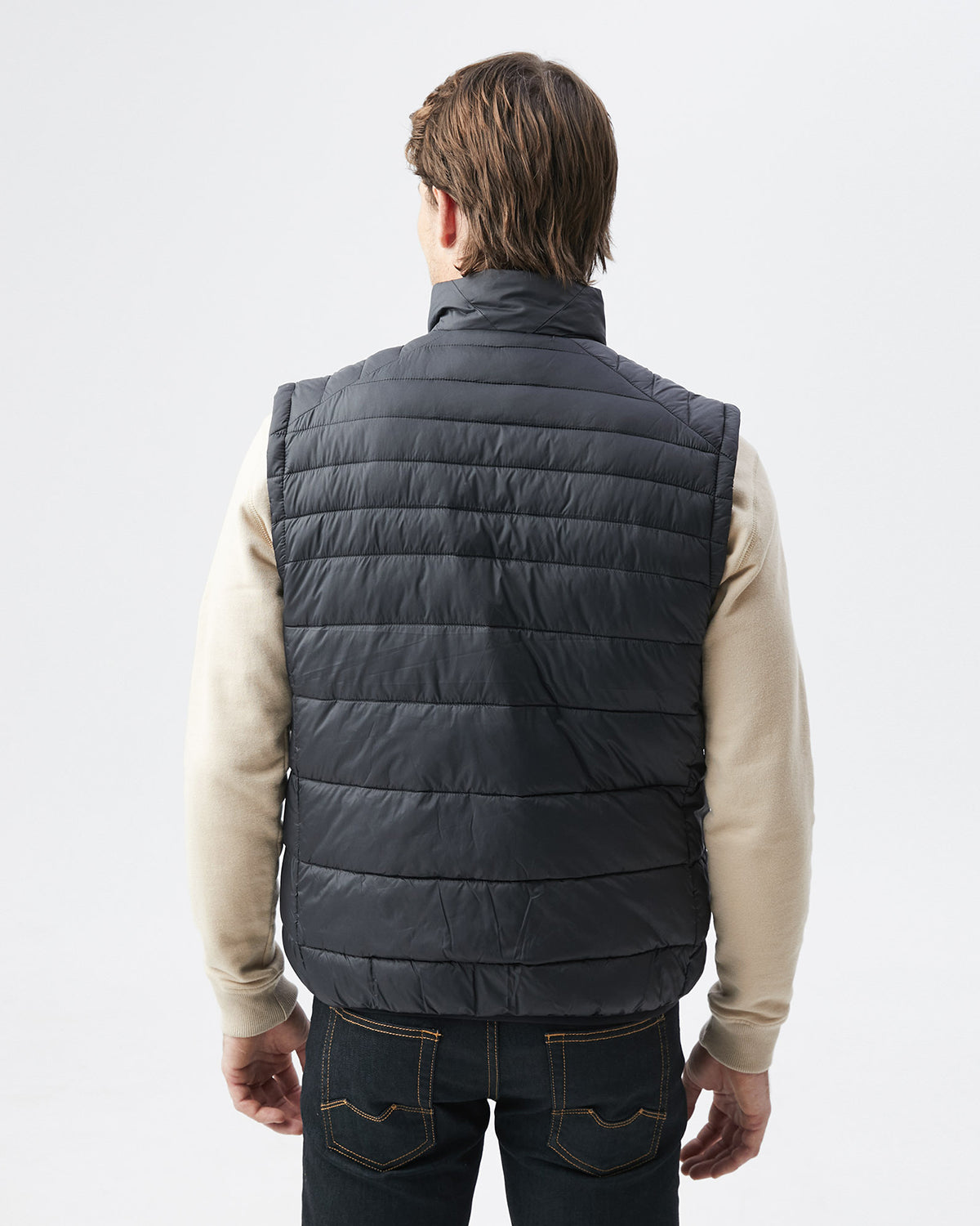 QUILTED TOGS PUFFER VEST IN BLACK