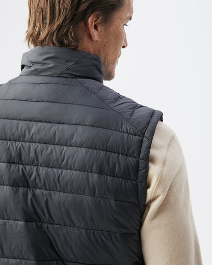 QUILTED TOGS PUFFER VEST IN BLACK