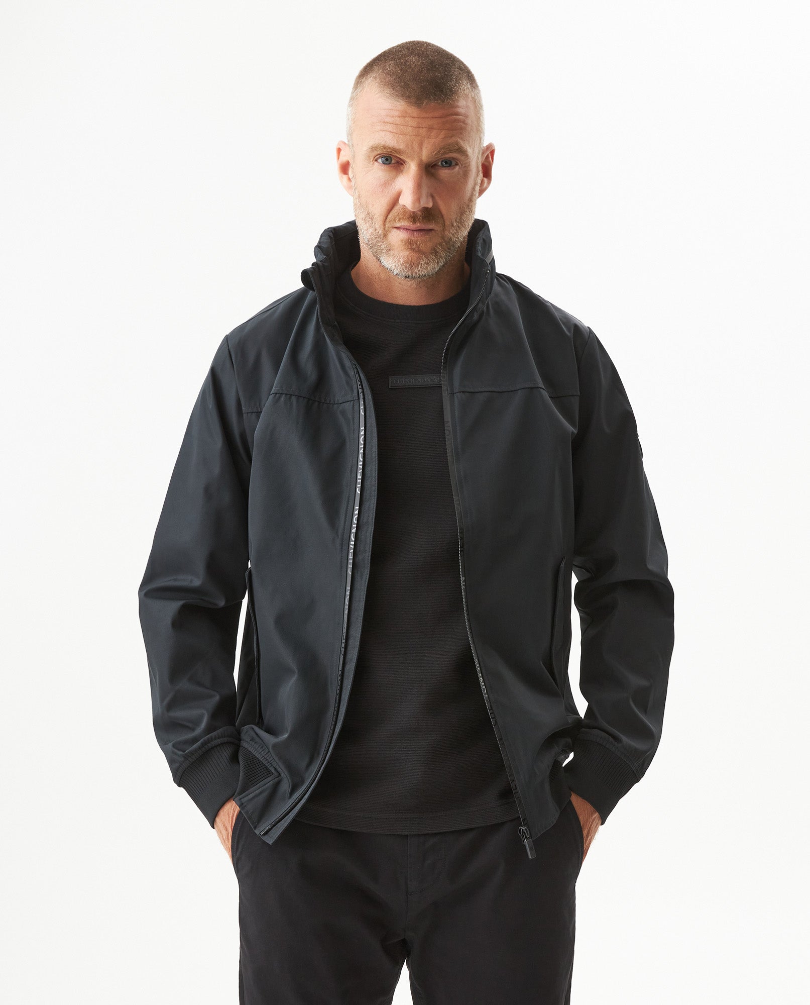 Mens High Collar Hidden Hood Jacket - Black 63_620H001_NEG194007_0