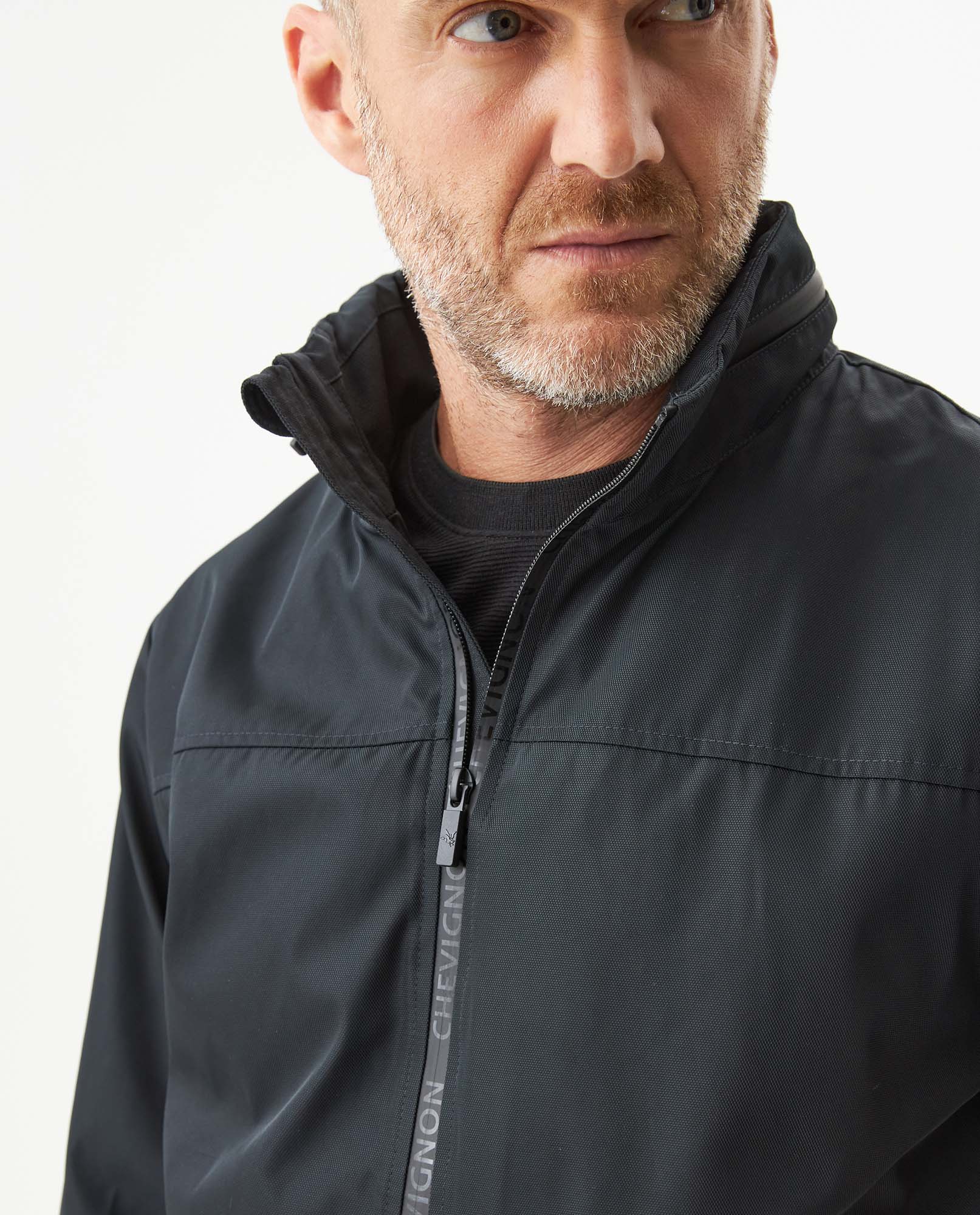 Mens High Collar Hidden Hood Jacket - Black 63_620H001_NEG194007_5
