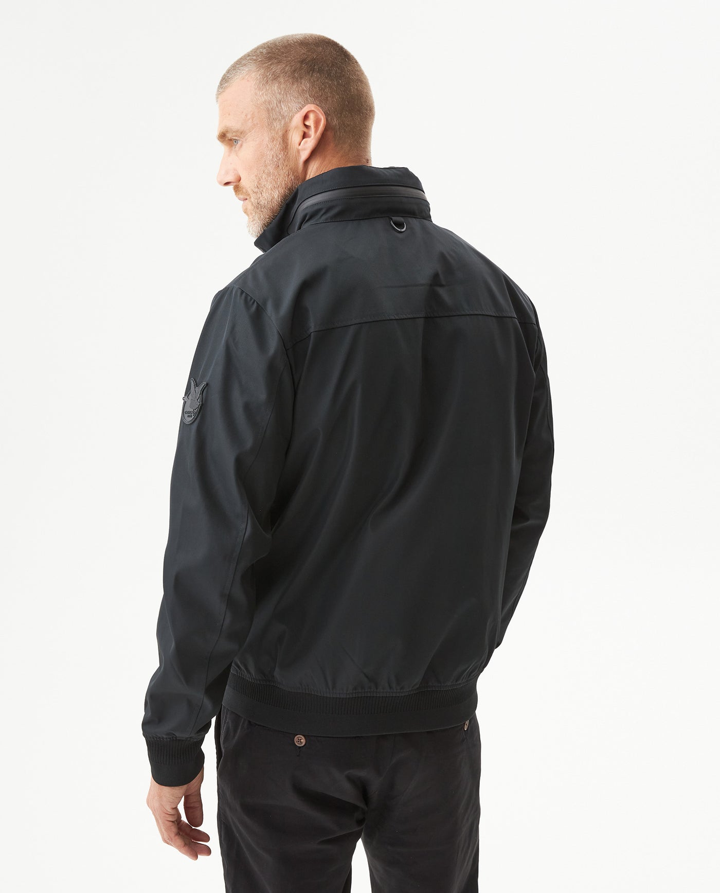 Mens High Collar Hidden Hood Jacket - Black 63_620H001_NEG194007_6