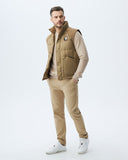 QUILTED PUFFER VEST IN BEIGE