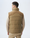 QUILTED PUFFER VEST IN BEIGE