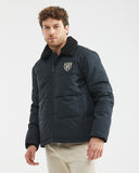 QUILTED WATER RESISTANT PUFFER WITH CONVERTIBLE COLLAR IN BLACK