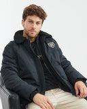 QUILTED WATER RESISTANT PUFFER WITH CONVERTIBLE COLLAR IN BLACK