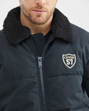 QUILTED WATER RESISTANT PUFFER WITH CONVERTIBLE COLLAR IN BLACK