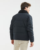 QUILTED WATER RESISTANT PUFFER WITH CONVERTIBLE COLLAR IN BLACK