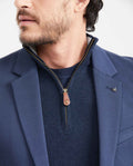 Men's Knit Fabric Blazer with Functional Pockets - Blue 621G001 - 2
