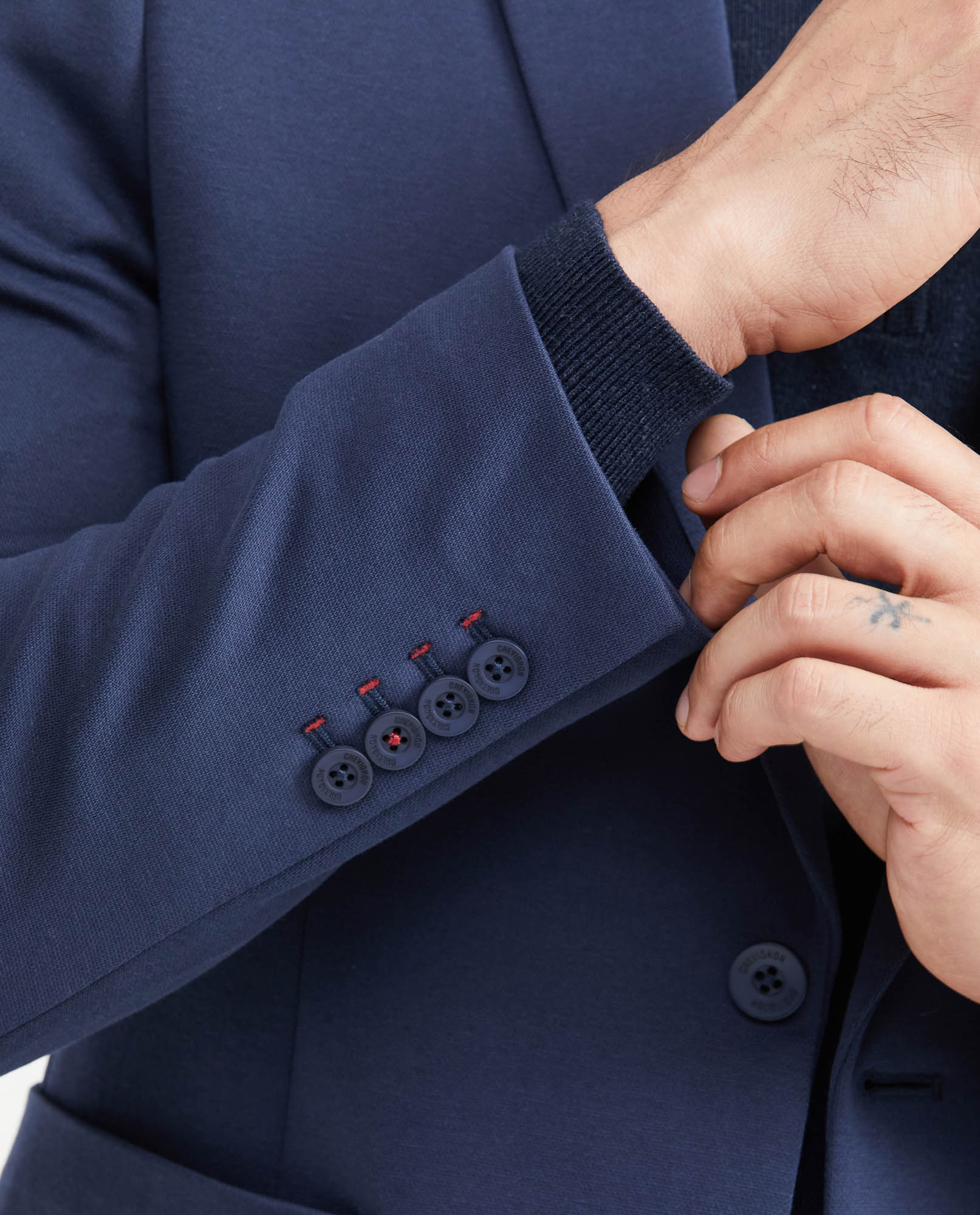 Men's Knit Fabric Blazer with Functional Pockets - Blue 621G001 - 3