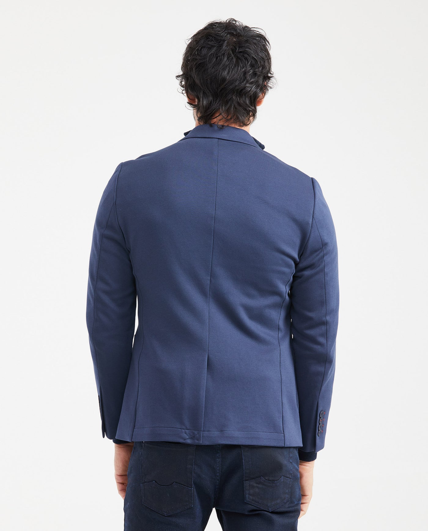 Men's Knit Fabric Blazer with Functional Pockets - Blue 621G001 - 5
