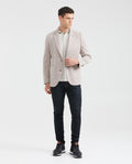 Men's Knit Fabric Blazer with Functional Pockets - Beige 621G001 - 7