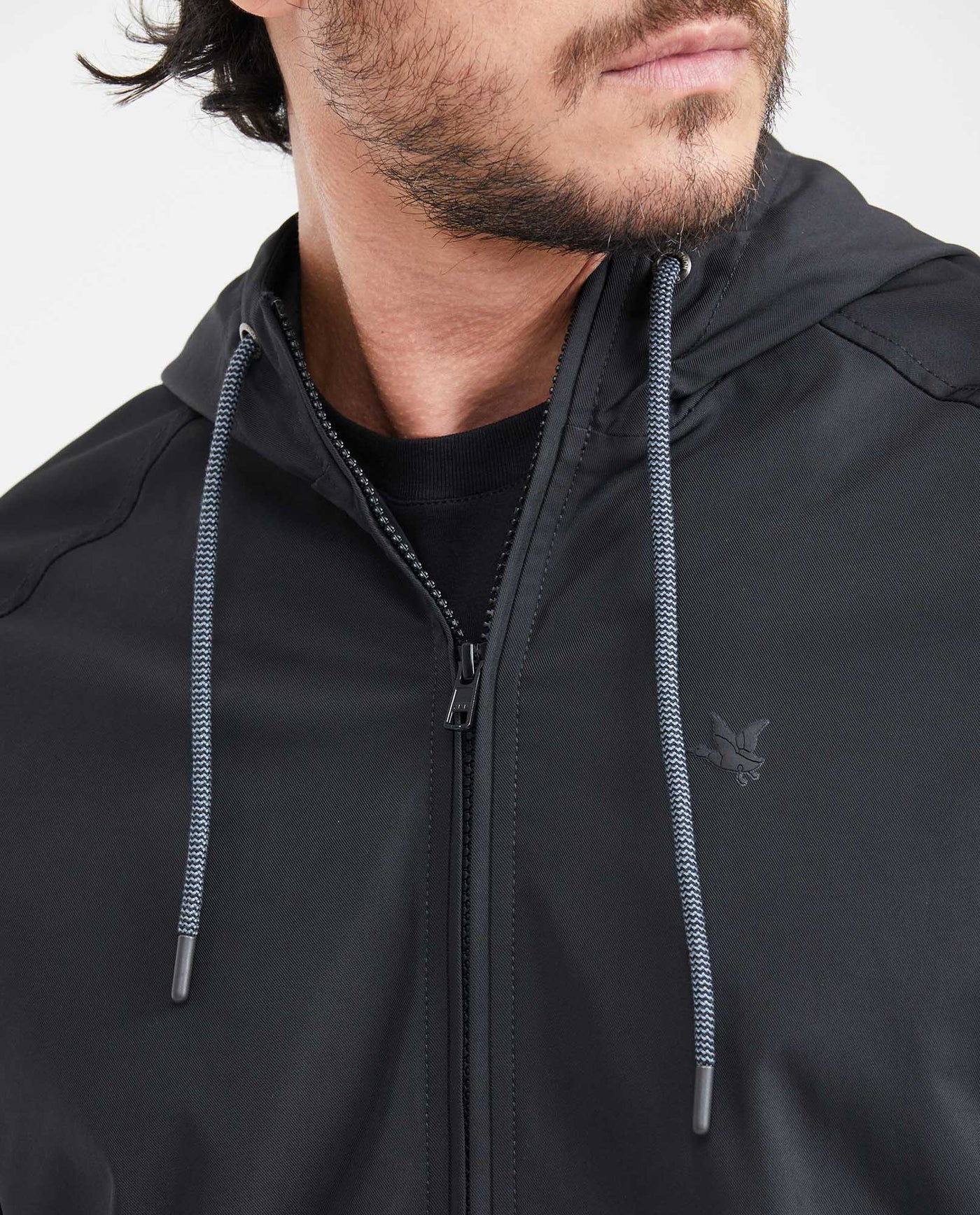 Men's Windbreaker Jacket with Hood - Black 621G008 - 2