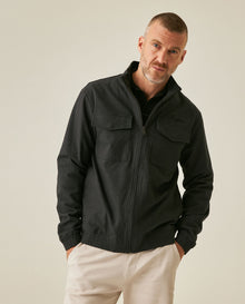 Mens Bomber Jacket High Collar Cloth Cotton Elastane Utilitarian Set Printed Duck Lining - Black 63_621H001_NEG194004_0