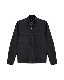 Mens Bomber Jacket High Collar Cloth Cotton Elastane Utilitarian Set Printed Duck Lining - Black 63_621H001_NEG194004_3