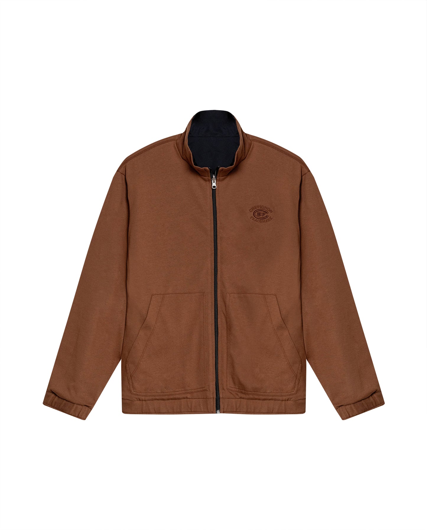 Mens Jacket Reversible High Collar Windbreaker Cotton Polyester - Black 63_621H003_NEG194004_3