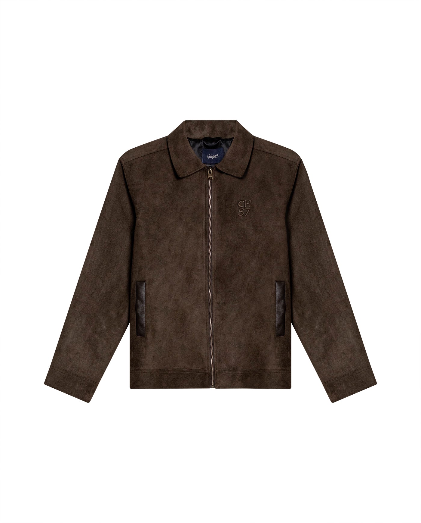 Mens Trucker Jacket Aviator Collar Polyester Suede Peach Touch - Brown 63_621H004_CAF190840_3