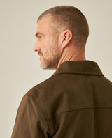 Mens Trucker Jacket Aviator Collar Polyester Suede Peach Touch - Brown 63_621H004_CAF190840_7
