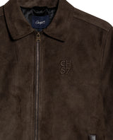 Mens Trucker Jacket Aviator Collar Polyester Suede Peach Touch - Brown 63_621H004_CAF190840_8