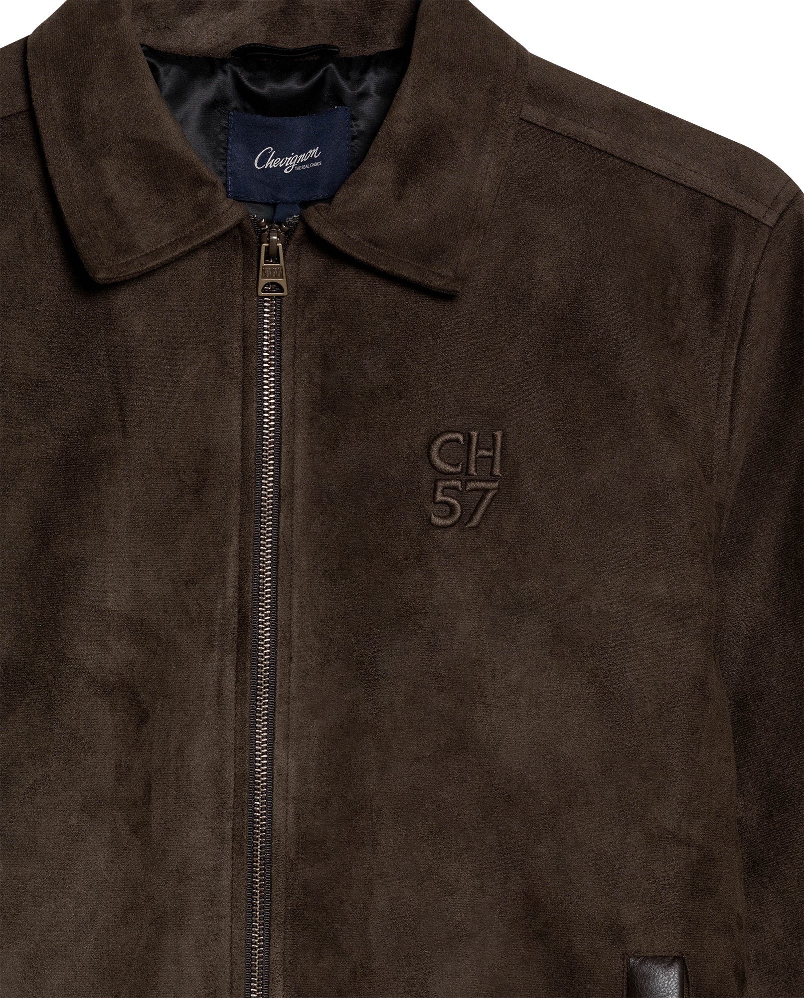 Mens Trucker Jacket Aviator Collar Polyester Suede Peach Touch - Brown 63_621H004_CAF190840_8