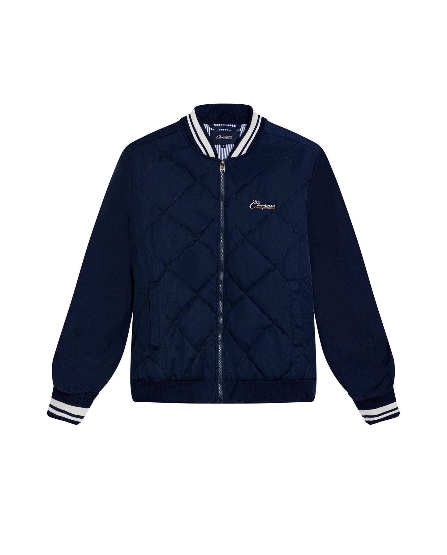 Mens Bomber Jacket Quilted Cotton Polyester Diamond Quilting Embroidered Graphics - Blue 63_621H005_AZU193923_3