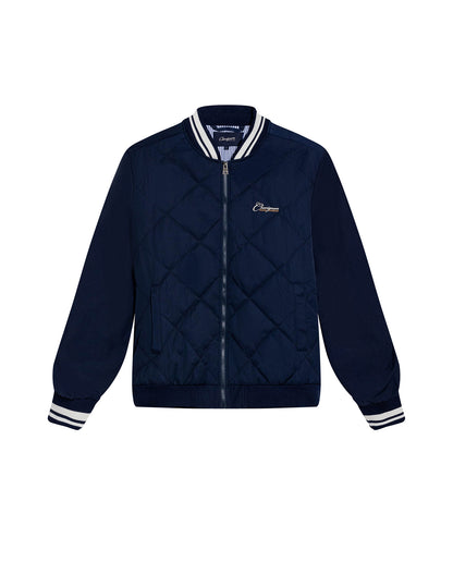 Mens Bomber Jacket Quilted Cotton Polyester Diamond Quilting Embroidered Graphics - Blue 63_621H005_AZU193923_3
