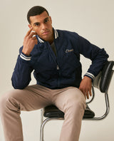 Mens Bomber Jacket Quilted Cotton Polyester Diamond Quilting Embroidered Graphics - Blue 63_621H005_AZU193923_4