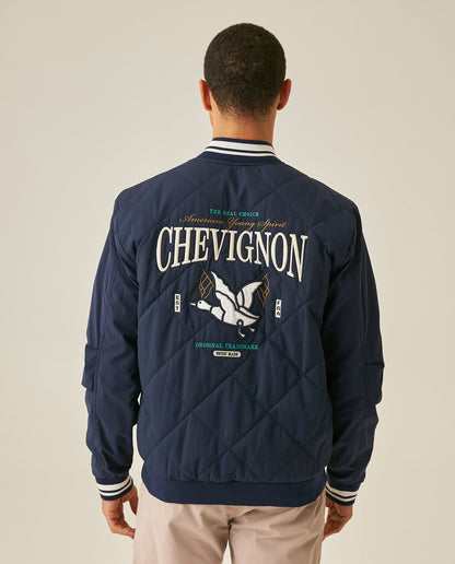 Mens Bomber Jacket Quilted Cotton Polyester Diamond Quilting Embroidered Graphics - Blue 63_621H005_AZU193923_6
