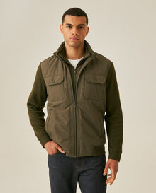Mens Jacket Lightweight Mixed Base Polyester Knit Sleeves - Green 63_621H006_VER190511_0