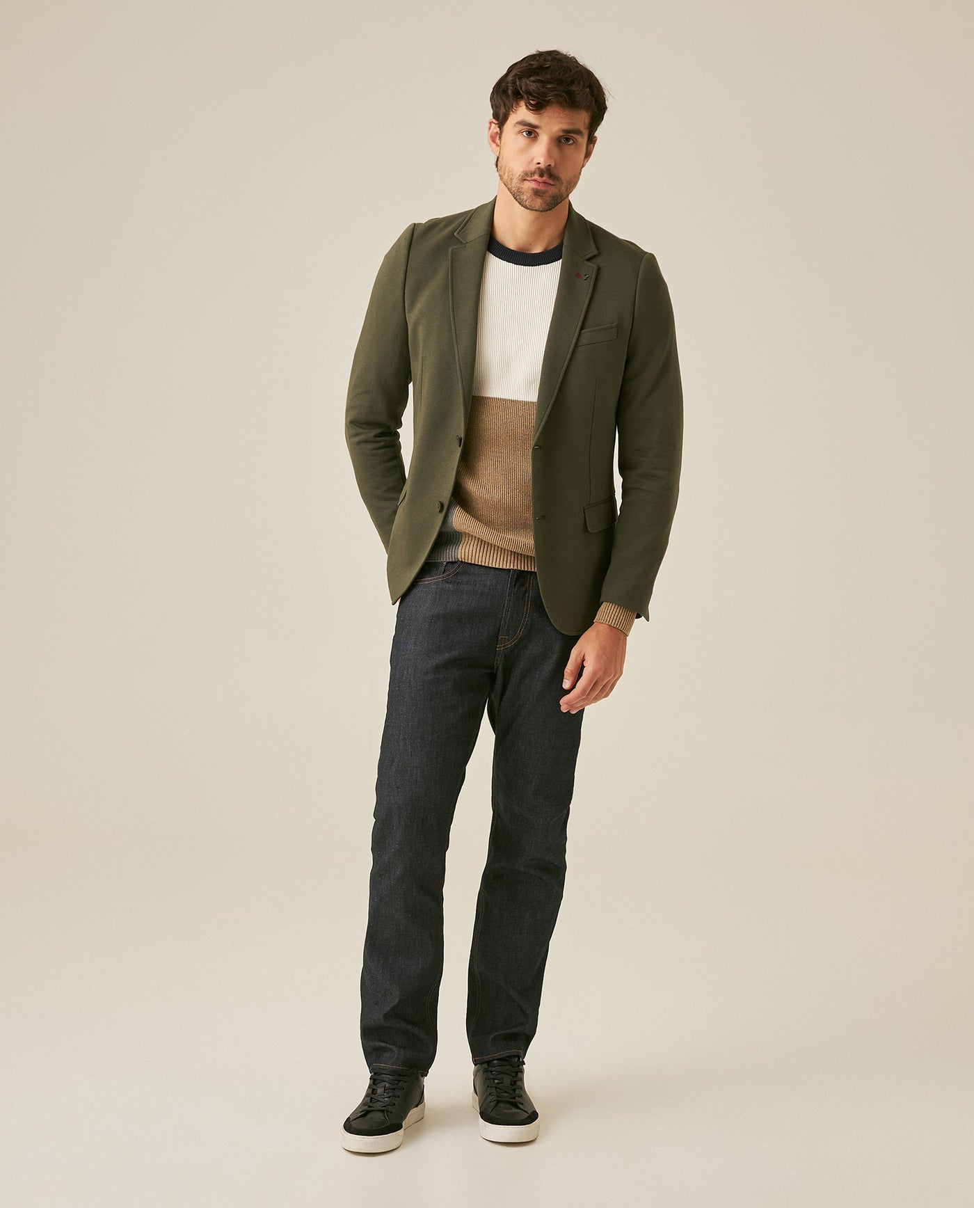 Mens Blazer Knitwear Cotton Polyester Honeycomb Effect Duck Pin - Green 63_621H007_VER190414_4