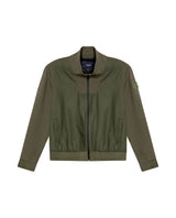 Mens Jacket High Collar Mixed Base Rayon Nylon Elastane Drape Leather Duck Appliqué Semi-Waterproof - Green 63_621H008_VER190414_3