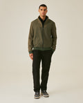 Mens Jacket High Collar Mixed Base Rayon Nylon Elastane Drape Leather Duck Appliqué Semi-Waterproof - Green 63_621H008_VER190414_4