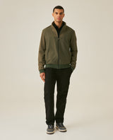 Mens Jacket High Collar Mixed Base Rayon Nylon Elastane Drape Leather Duck Appliqué Semi-Waterproof - Green 63_621H008_VER190414_4