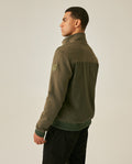 Mens Jacket High Collar Mixed Base Rayon Nylon Elastane Drape Leather Duck Appliqué Semi-Waterproof - Green 63_621H008_VER190414_6