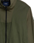 Mens Jacket High Collar Mixed Base Rayon Nylon Elastane Drape Leather Duck Appliqué Semi-Waterproof - Green 63_621H008_VER190414_8