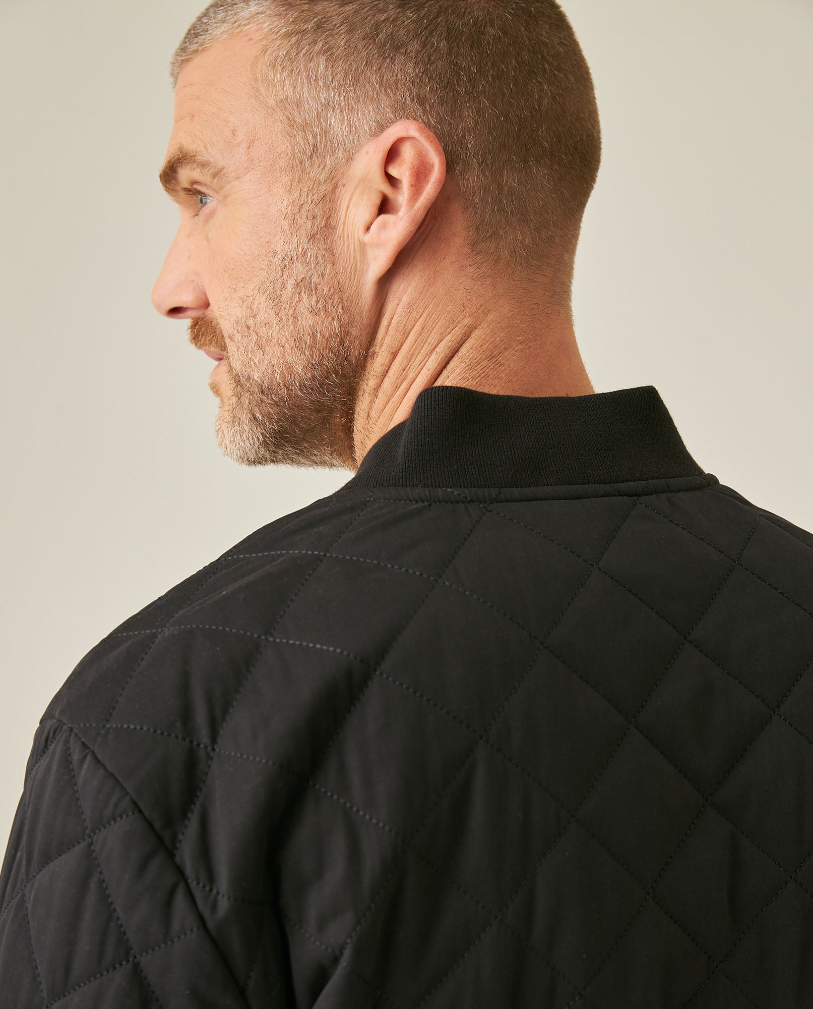 Mens Jacket Quilted Diamond Polyester Cotton Duck Print Lining - Black 63_621H009_NEG194004_7